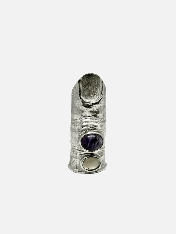 KAEL Shadow Ring - Silver – gümüş, mor ve açık taşlı, ön görünüm