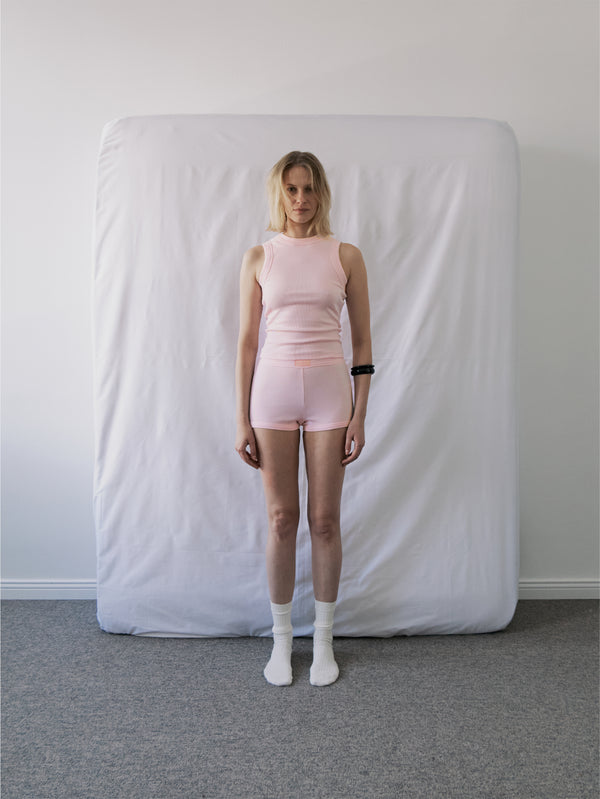 NENNI, Ribbed Cotton Tank Top - Pink, ATLET, shopi go'da!