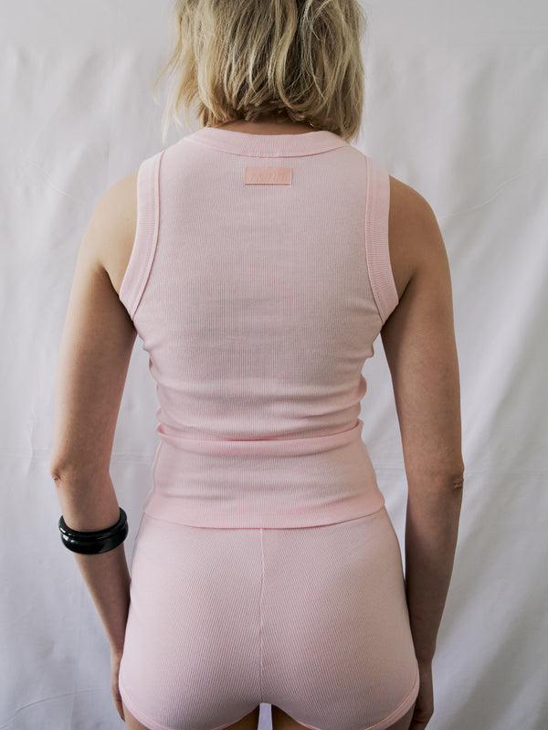 NENNI, Ribbed Cotton Tank Top - Pink, ATLET, shopi go'da!