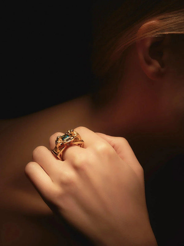 PIA YULI SAN FRANCISCO - YÜZÜK - Promise Ring - Gold/Green - shopi go'da!.