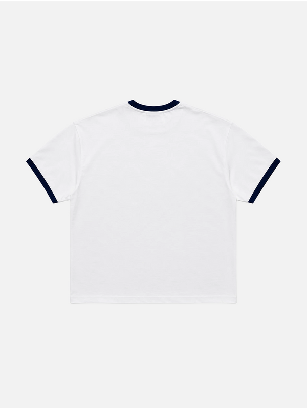 Piped Tee - White/Navy