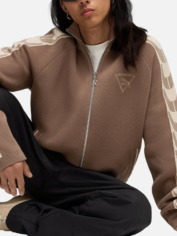 PUMA - CEKET - Represent x Puma T7 Knit Jacket - Pine Bark - shopi go'da!.