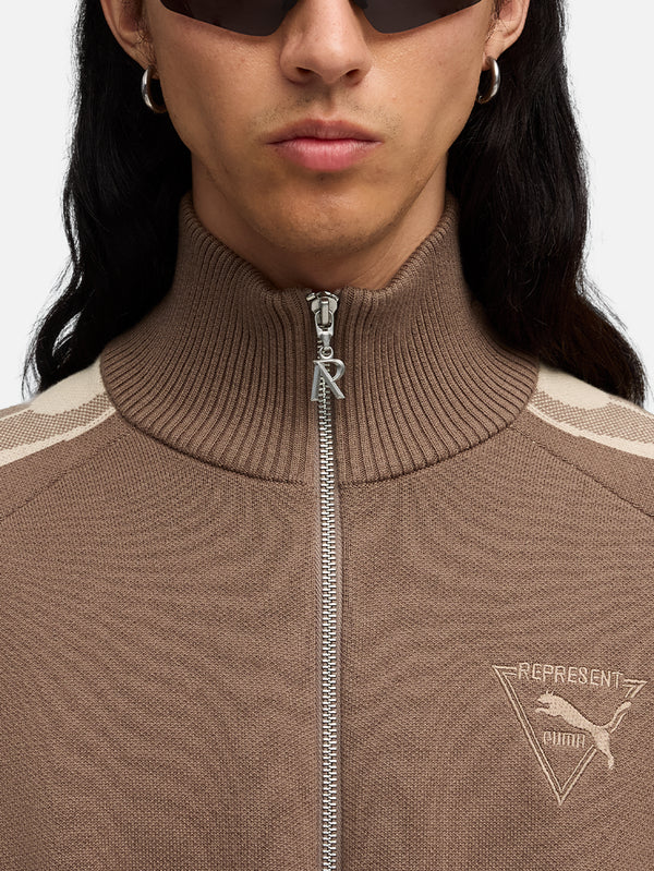 PUMA - CEKET - Represent x Puma T7 Knit Jacket - Pine Bark - shopi go'da!.