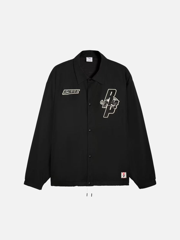 PUMA - CEKET - Puma x Represent Hoops Coach Jacket - Black - shopi go'da!.