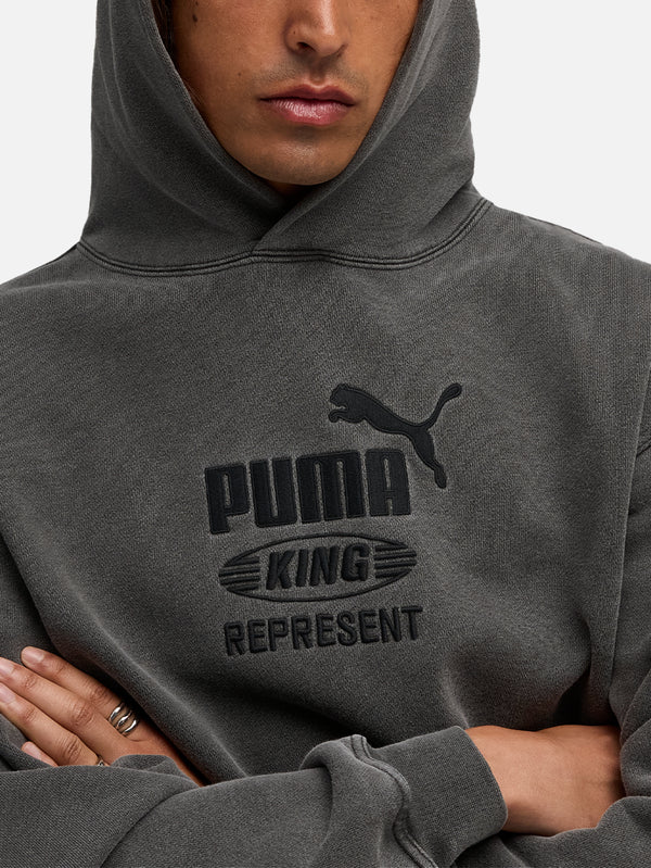 PUMA - SWEATSHIRT - Represent x Puma Graphic Hoodie - Flat Dark Gray - shopi go'da!.