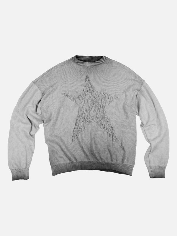 QUITEOFTEN - KAZAK - Washed Trauma Star Knit - Grey - shopi go'da!.