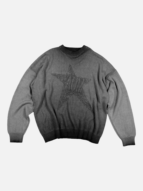 QUITEOFTEN - KAZAK - Washed Trauma Star Knit - Black - shopi go'da!.