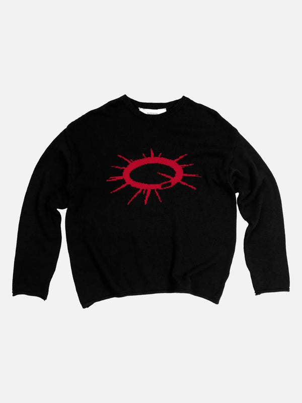 QUITEOFTEN - SWEATSHIRT - Collar Knit - Red on Black - shopi go'da!.