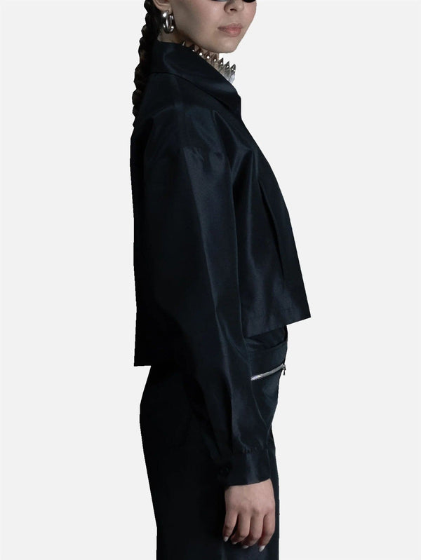 RE2MC - CEKET - Unisex Crop Jacket - Black - shopi go'da!.