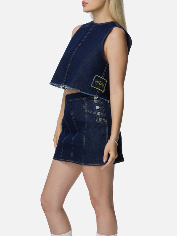 RE2MC - ETEK - Denim Mini Etek - Mavi - shopi go'da!.