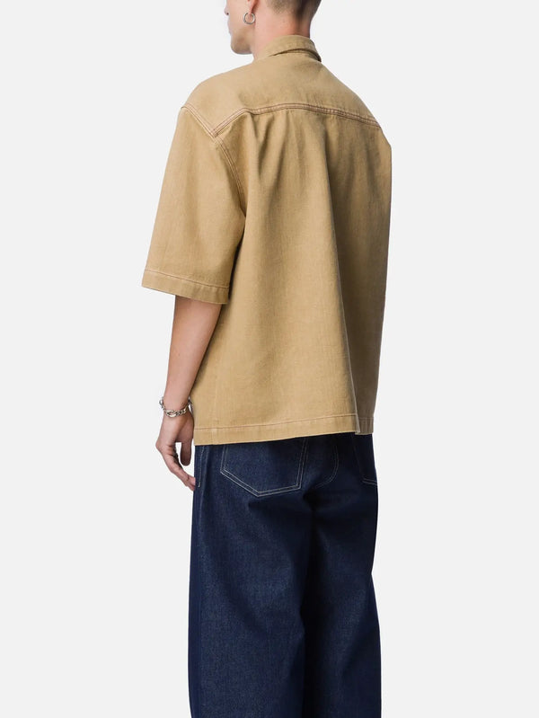 RE2MC Kısa Kol Kot Gömlek - Bej - Shirts GÖMLEK