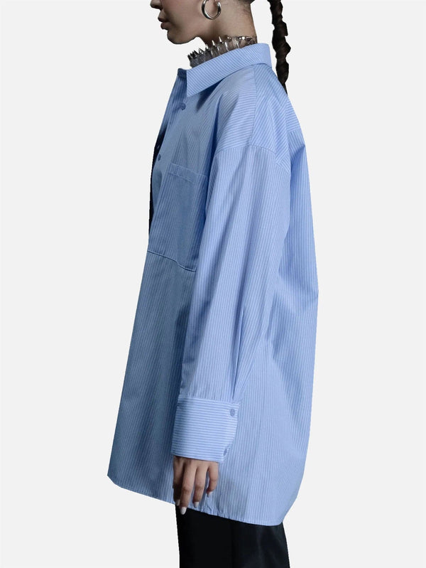 RE2MC - GÖMLEK - Unisex Cotton Shirt - Blue - shopi go'da!.