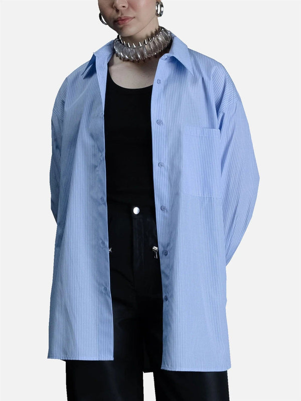 RE2MC - GÖMLEK - Unisex Cotton Shirt - Blue - shopi go'da!.