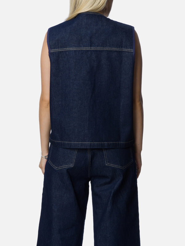 RE2MC - YELEK - Denim Yelek - Mavi - shopi go'da!.