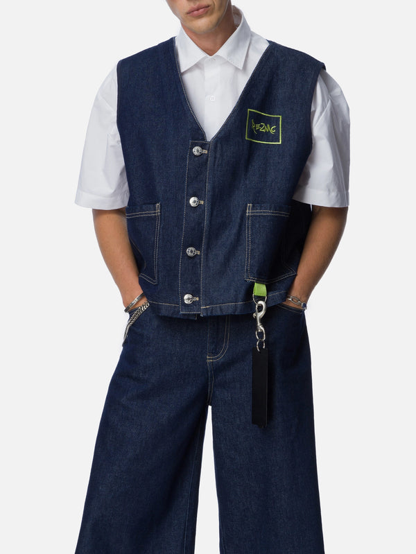 RE2MC - YELEK - Denim Yelek - Mavi - shopi go'da!.
