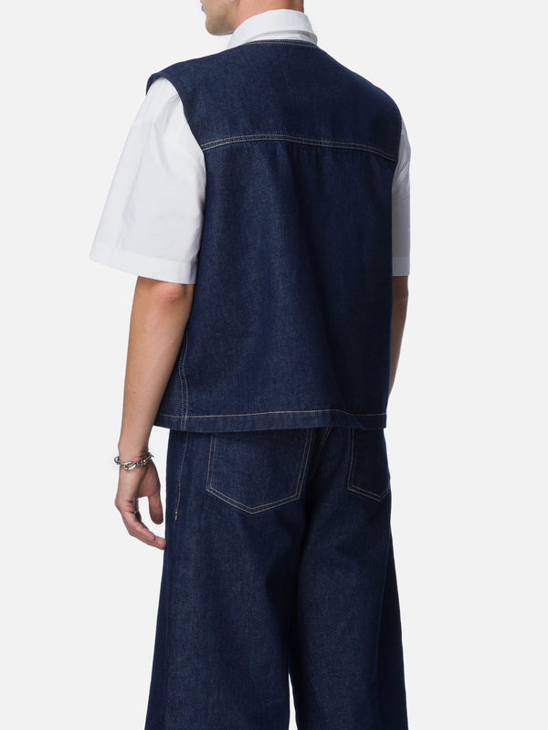 RE2MC - YELEK - Denim Yelek - Mavi - shopi go'da!.
