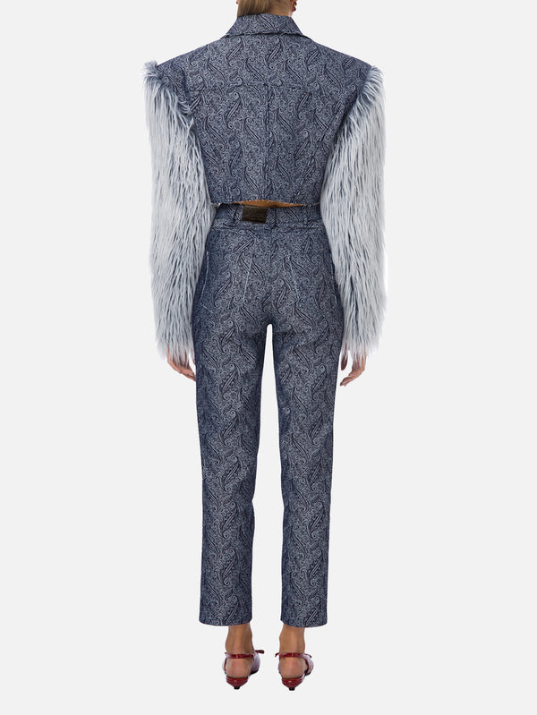 Clarte Denim Trousers - Dark Blue Patterned