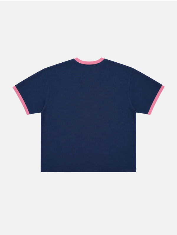 Ringer Tee - Navy/Pink
