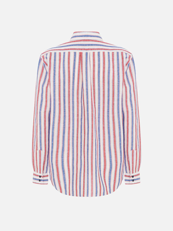 MI MAGIC LOVE Ease Red Striped Boyfriend Shirt – red striped, arka görünüm