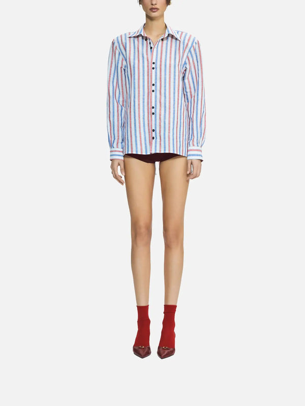 MI MAGIC LOVE Ease Red Striped Boyfriend Shirt – kırmızı, önden görünüm