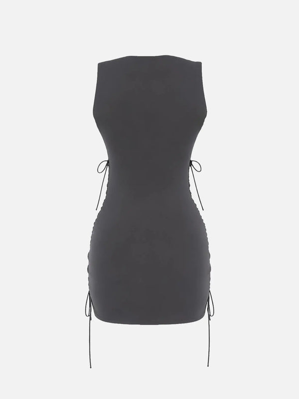 SLOWBURN Runa Dress – siyah, arka görünüm, yan bağlar