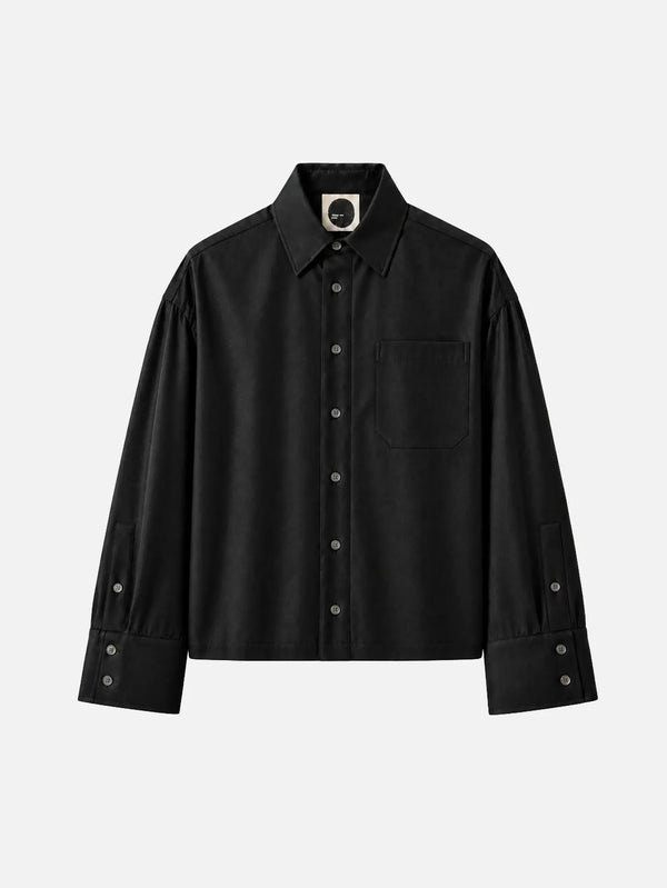 SHOPI GO Sapporo Wide Shirt - Pure Black, önden görünüm