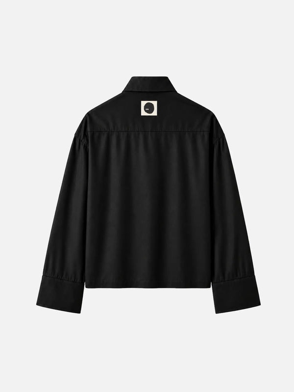 shopi go Sapporo Wide Shirt - Pure Black – Pure Black, arka görünüm