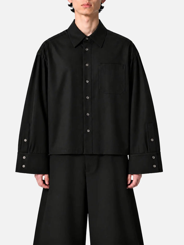 shopi go Sapporo Wide Shirt – Pure Black, önden görünüm