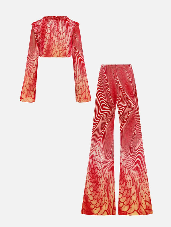 MI MAGIC LOVE Seaside Red Patterned Set – kırmızı, arkadan görünüm
