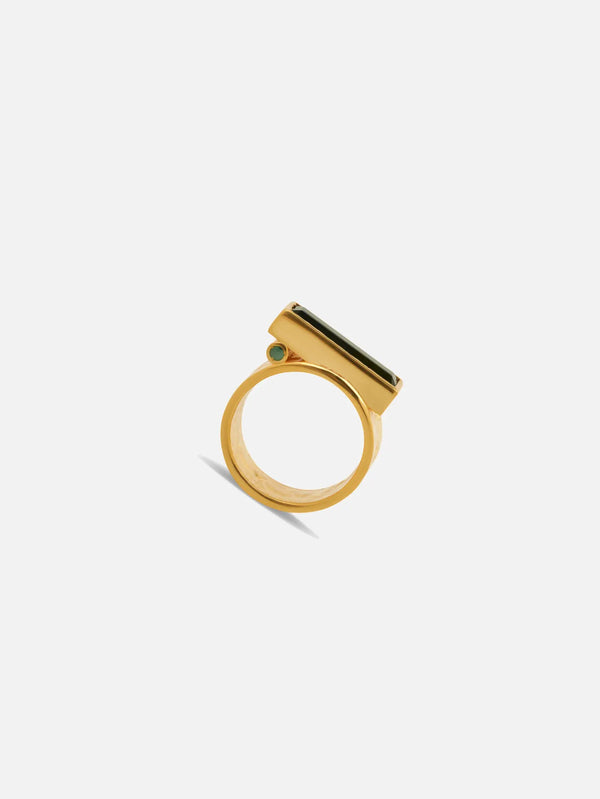 ORE DUNE Serai Ring – Lagoon Tourmaline Stone, yan görünüm