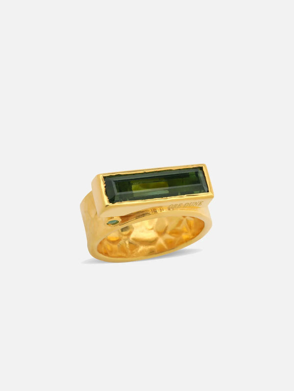 ORE DUNE Serai Ring – Lagoon Tourmaline Stone, yandan görünüm