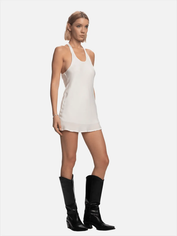 SHOPI GO Nori Tank Top Mini Elbise - Beyaz - Dresses ELBİSE