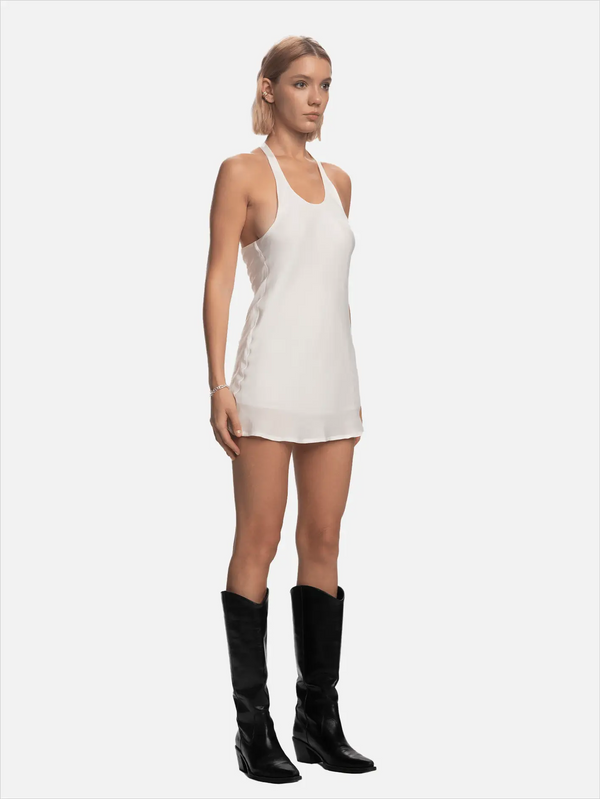 SHOPI GO Nori Tank Top Mini Elbise - Beyaz - Dresses ELBİSE