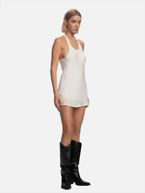 SHOPI GO Nori Tank Top Mini Elbise - Beyaz - Dresses ELBİSE