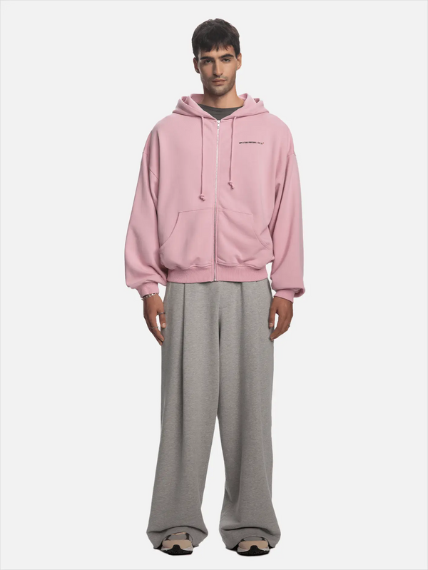 SHOPI GO İnagi Parça Boya Zip Hoodie - Pembe - Hoodies HIRKA