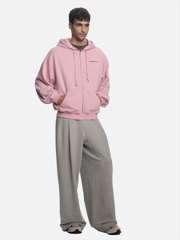 SHOPI GO İnagi Parça Boya Zip Hoodie - Pembe - Hoodies HIRKA