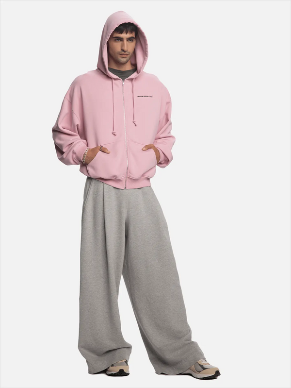 SHOPI GO İnagi Parça Boya Zip Hoodie - Pembe - Hoodies HIRKA