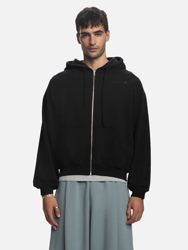 SHOPI GO - HIRKA - İnagi Parça Boya Zip Hoodie - Siyah - shopi go'da!.