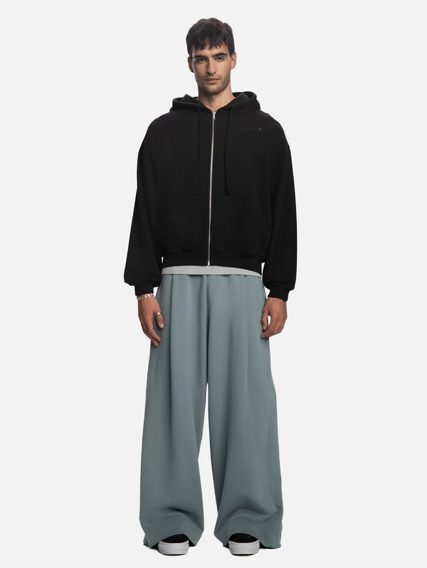 SHOPI GO - HIRKA - İnagi Parça Boya Zip Hoodie - Siyah - shopi go'da!.