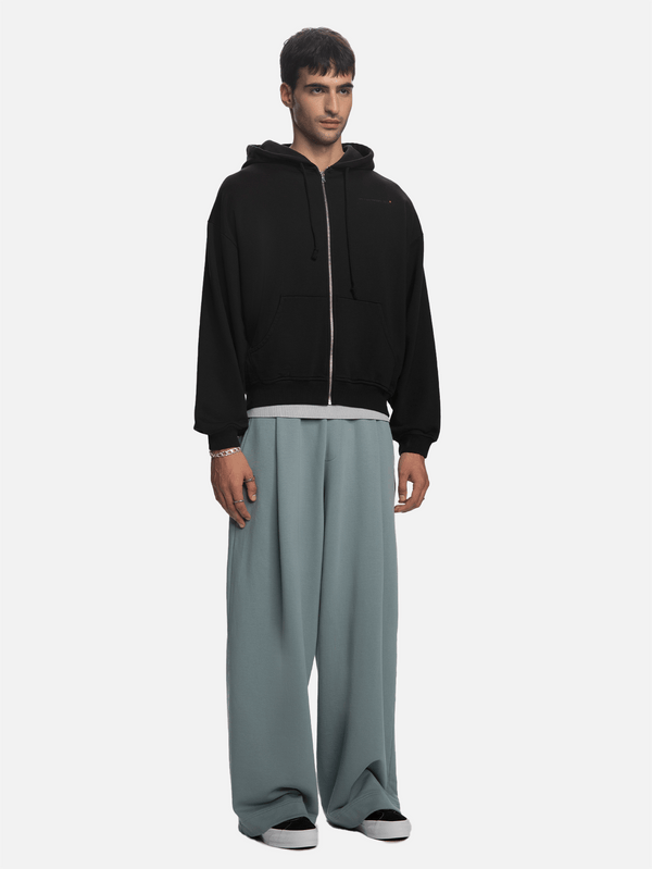 SHOPI GO - HIRKA - İnagi Parça Boya Zip Hoodie - Siyah - shopi go'da!.