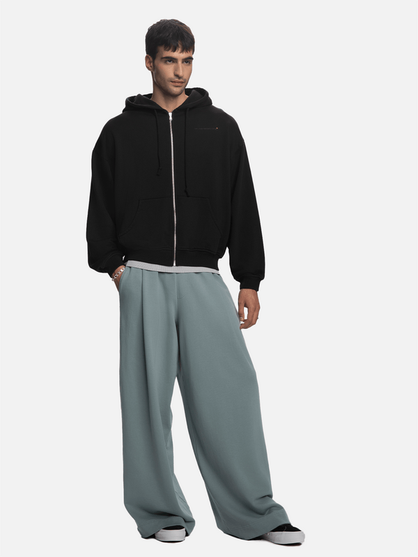 SHOPI GO - HIRKA - İnagi Parça Boya Zip Hoodie - Siyah - shopi go'da!.