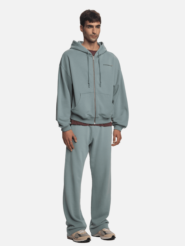 SHOPI GO - HIRKA - İnagi Parça Boya Zip Hoodie - Sage - shopi go'da!.