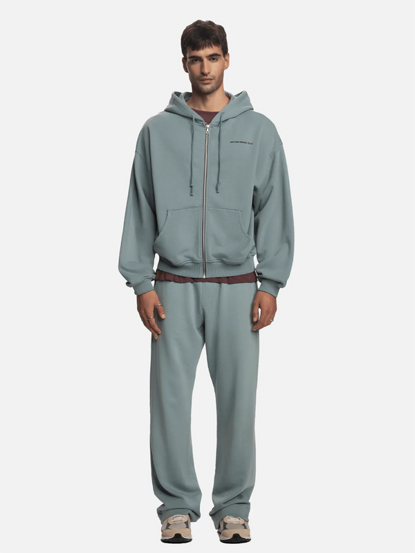 SHOPI GO - HIRKA - İnagi Parça Boya Zip Hoodie - Sage - shopi go'da!.