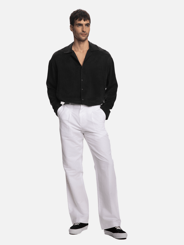 SHOPI GO - PANTOLON - Hideo Tek Pilili Pantolon - Beyaz - shopi go'da!.