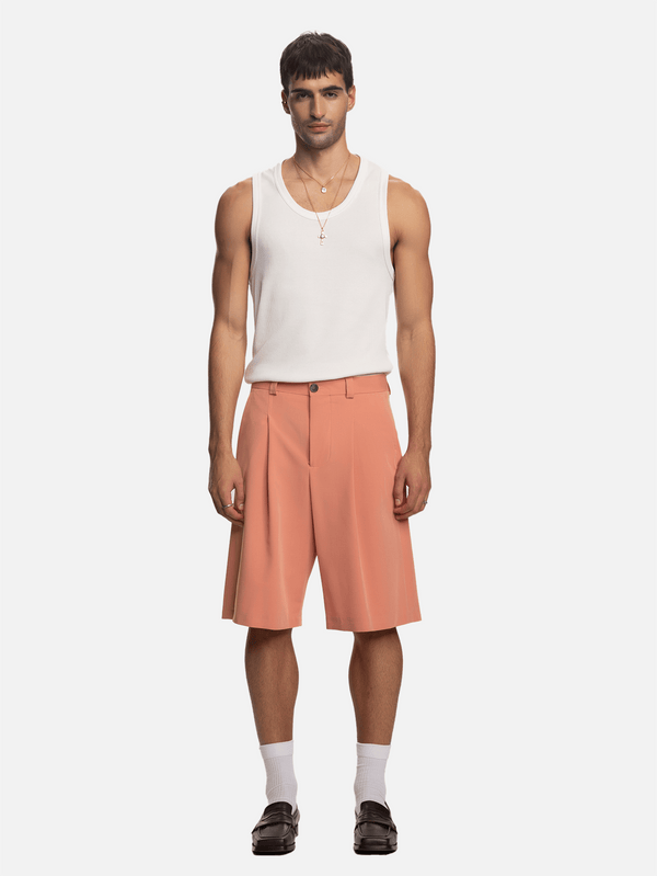 SHOPI GO - ŞORT - Saki Pilili Tailored Şort - Pembe - shopi go'da!.