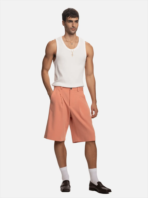 SHOPI GO Saki Pilili Tailored Şort - Pembe - Shorts ŞORT