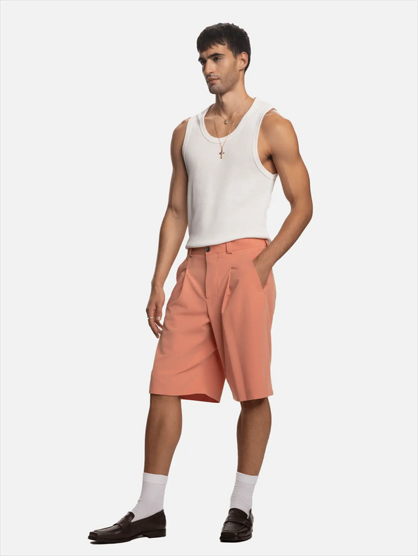 SHOPI GO Saki Pilili Tailored Şort - Pembe - Shorts ŞORT