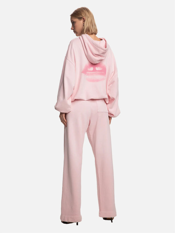 SHOPI GO - SWEATSHIRT - Nagoya Lips Parça Boya Hoodie - Pembe - shopi go'da!.