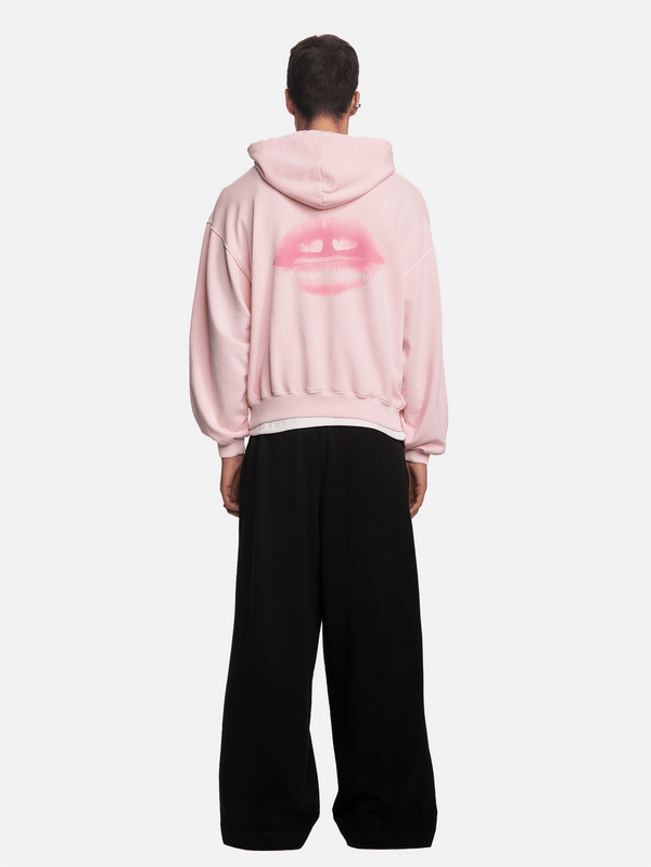 SHOPI GO - SWEATSHIRT - Nagoya Lips Parça Boya Hoodie - Pembe - shopi go'da!.