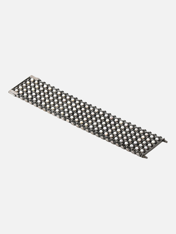 SIMI SENG - BİLEKLİK - Pearl Bracelet - Silver/Black - shopi go'da!.